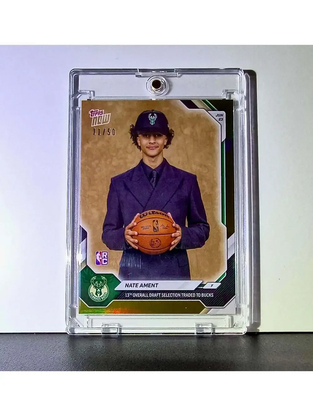 Nate Ament Rookie 2026-27 Topps NBA Draft #NAME Gold Foil 11/50 Milwaukee Bucks